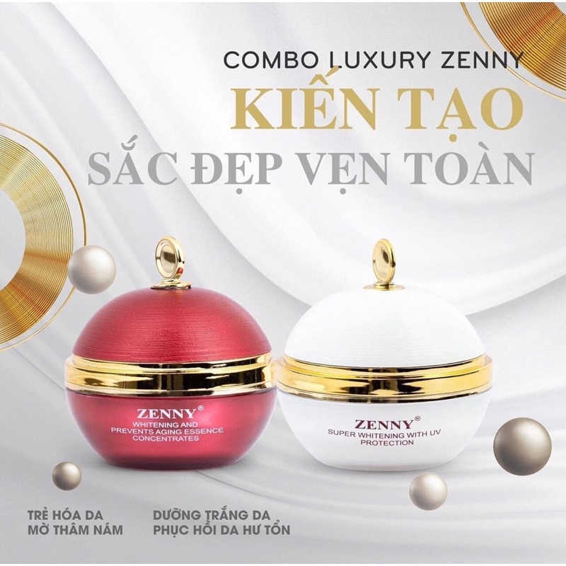 Kem dưỡng trắng da ngày đêm Zenny Luxury, Combo kem dưỡng da ngăn ngừa thâm nám trắng hồng căng bóng