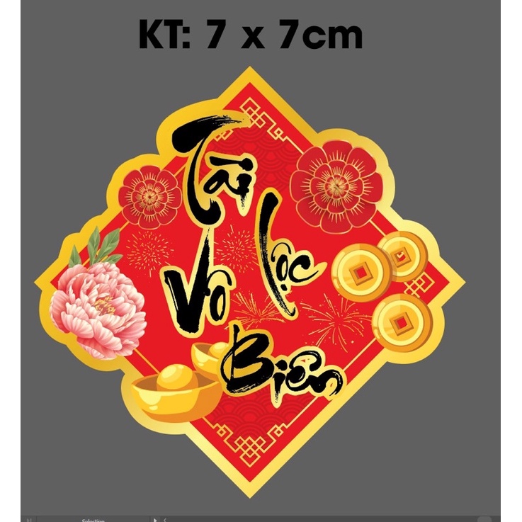 100 Tem Dán Tết, Nhãn dán Tài Lộc Vô Biên - 7 cm