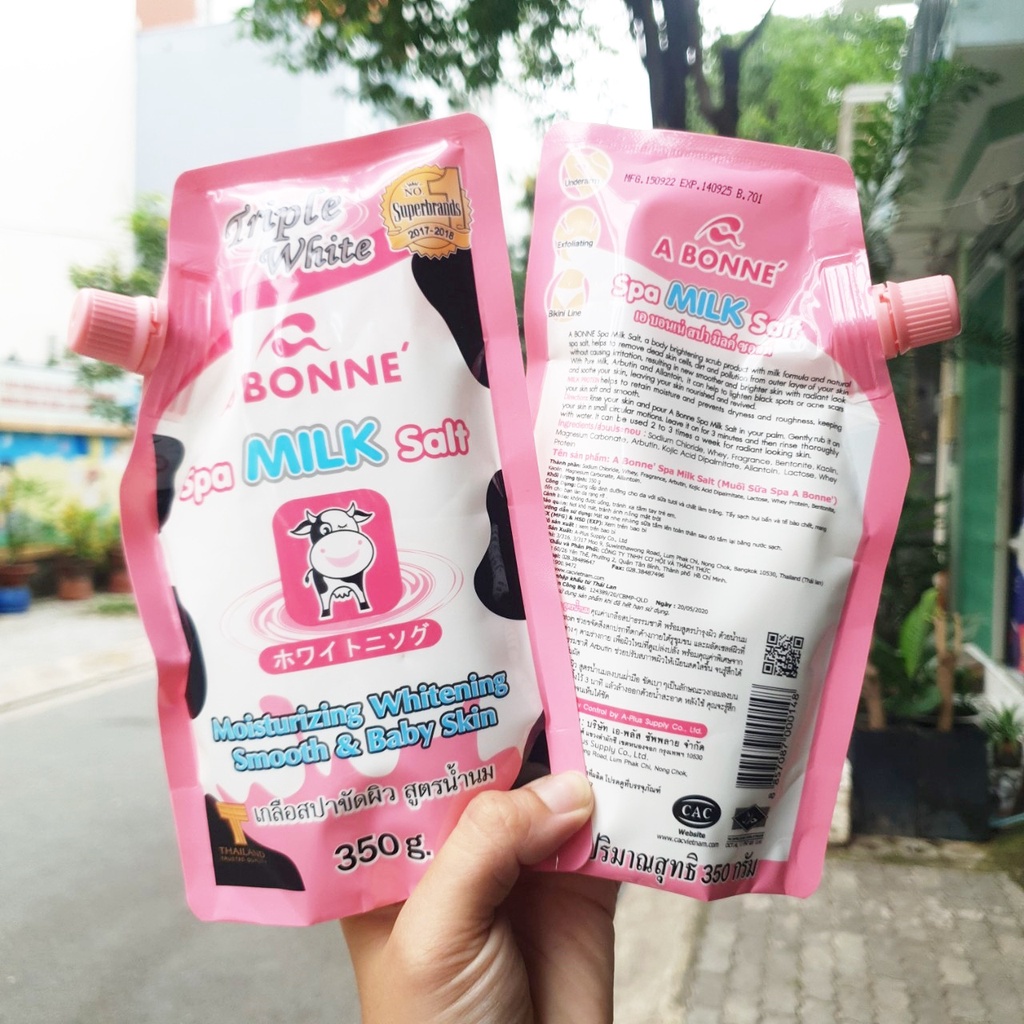 Muối Tắm Sữa Bò - Tẩy Tế Bào Da Chết Body Cơ Thể A Bonne Trắng Sáng Mềm Da Dưỡng Ẩm Spa Milk Salt Thái Lan 350gr