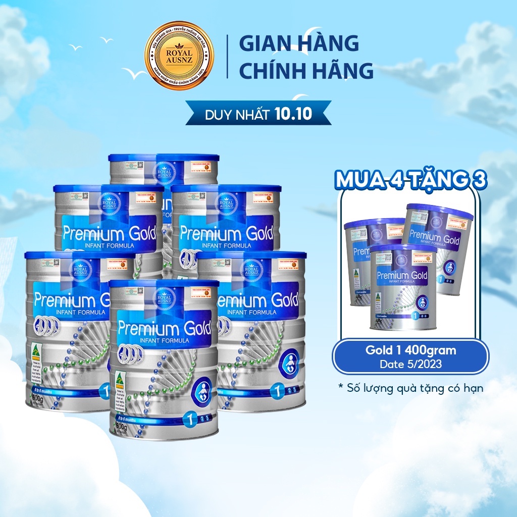 Combo 6 Hộp Sữa Bột Trẻ Em Hoàng Gia Úc Premium Gold Số 1 Bổ Sung Vitamin, Khoáng Chất Cho Trẻ ROYALAUSNZ(400g-900g)/Hộp