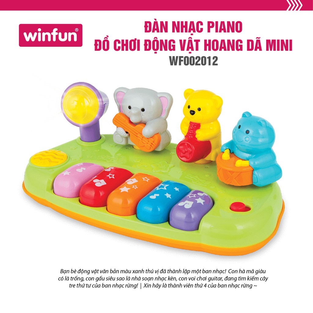 Đồ chơi phát nhạc đàn Piano mini động vật hoang dã Winfun 2012 hướng nghiệp cho bé phát triển não bộ và giác quan cho bé