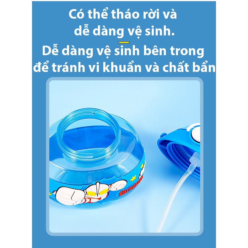 (Hàng Đẹp) Bình Nước nhựa tritant hình quả trứng, DISNEY Kèm Ống Hút silicon, thiết kế độc đáo, sinh động.an toàn.