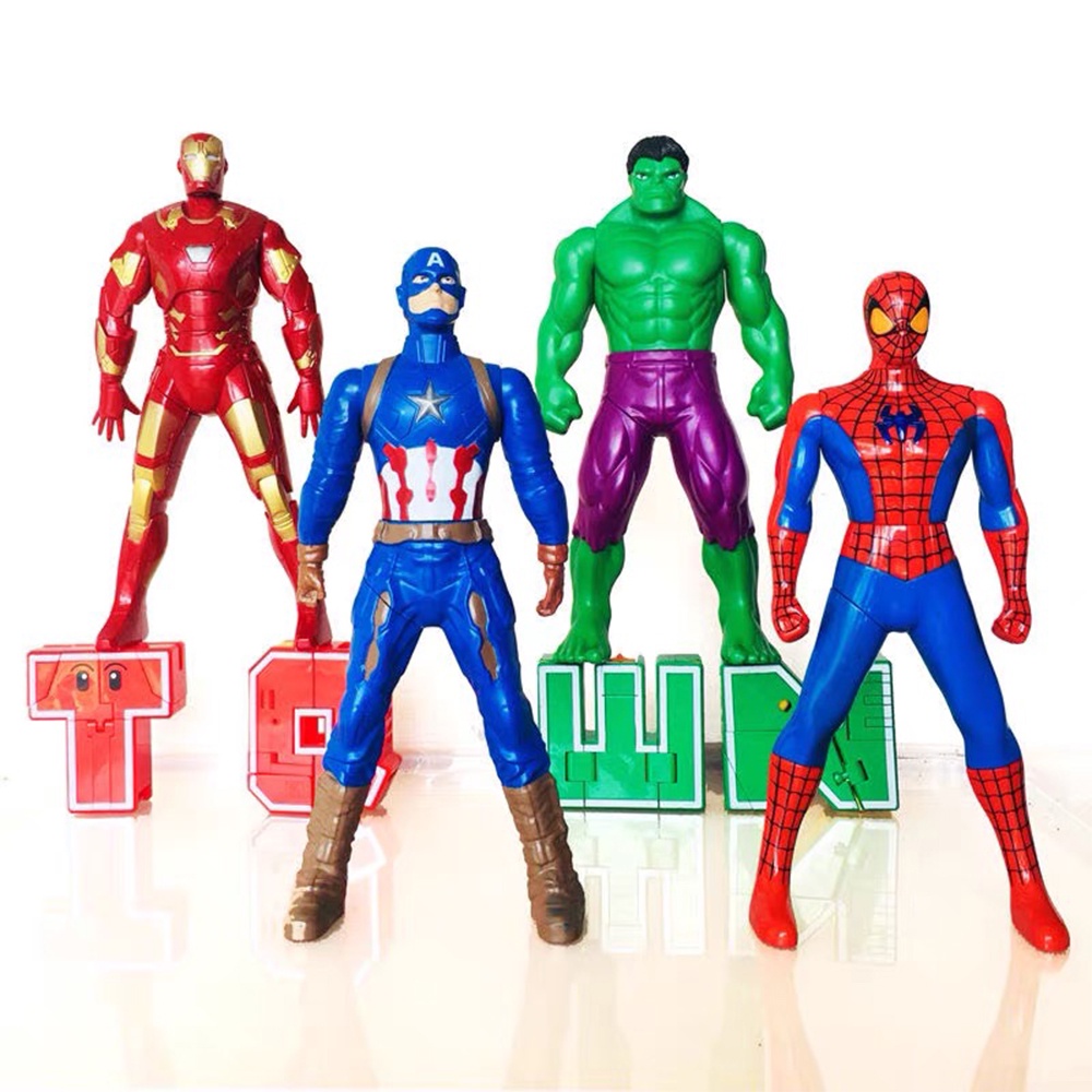 Xoay 360 ° Người Nhện Người Sắt Captain America Hulk Avengers Ultraman HEROES LEAGUE Nhân Vật Hành Động Đồ Chơi Trẻ Em 18Cm