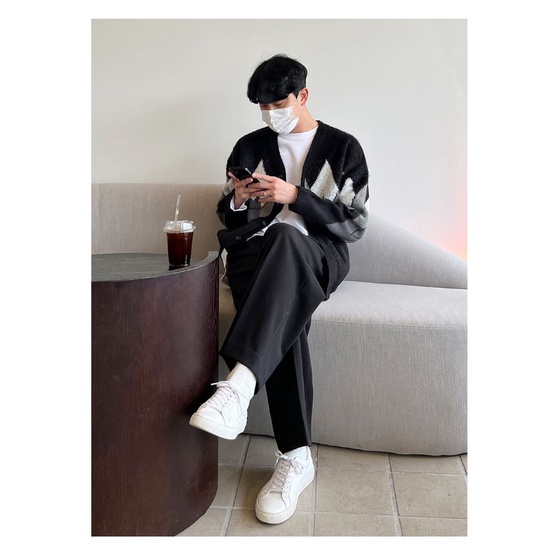 Áo Khoác len Cardigan thiết Kế phối màu nhẹ nhàng Vintage Phong Cách Hàng Quôc