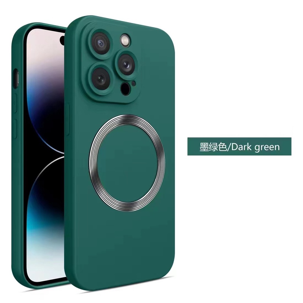 Ốp Điện Thoại Mềm Từ Tính Màu Đen / Xanh Lá Cho compatible for iPhone 14 pro max 13 pro max 12 pro max 11 pro max 7 8 plus