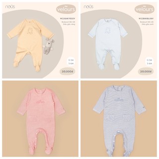 Body Nous có tất dài tay cho bé gái bé trai từ 0-12M