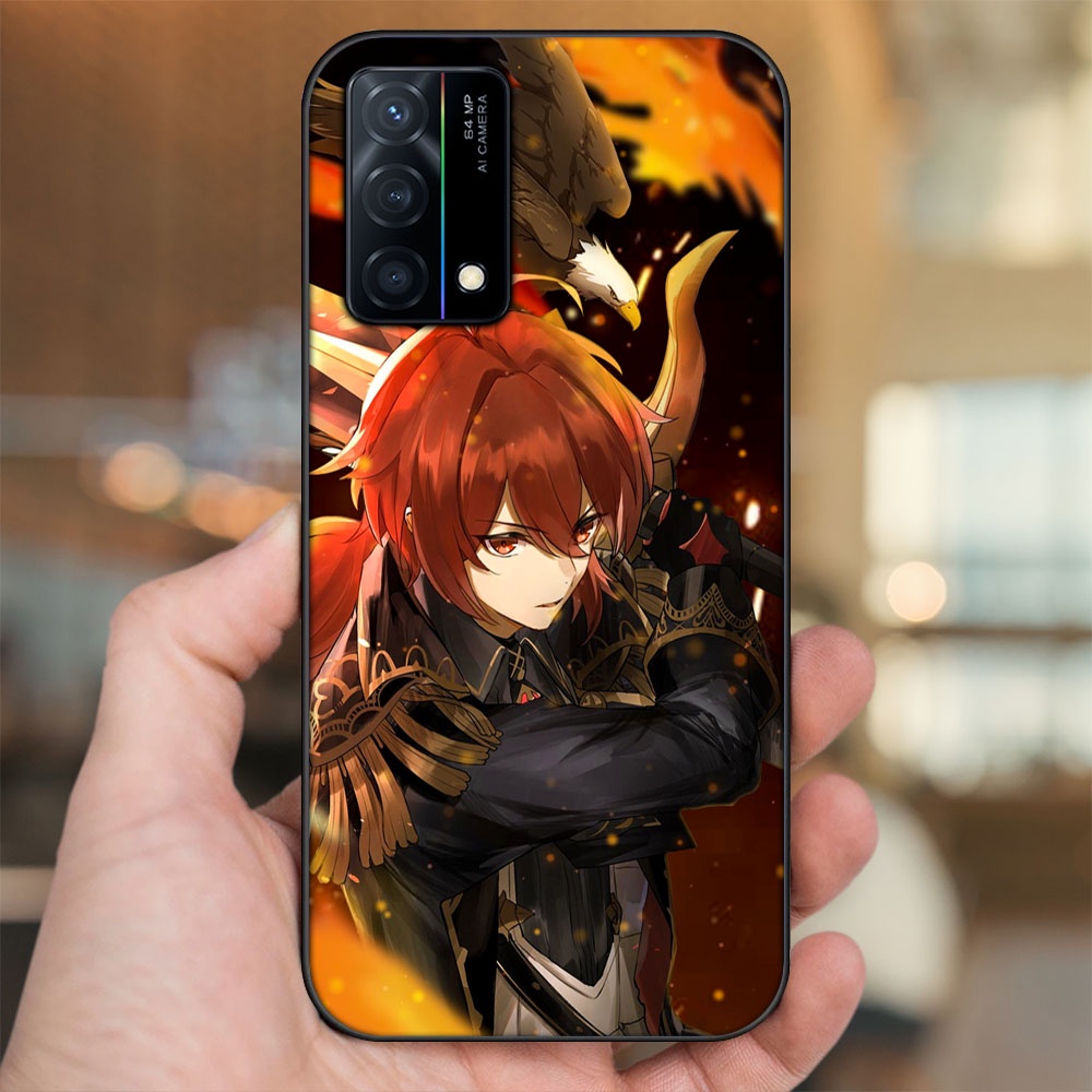Ốp lưng Oppo K9 viền đen in hình Diluc Genshin Impact