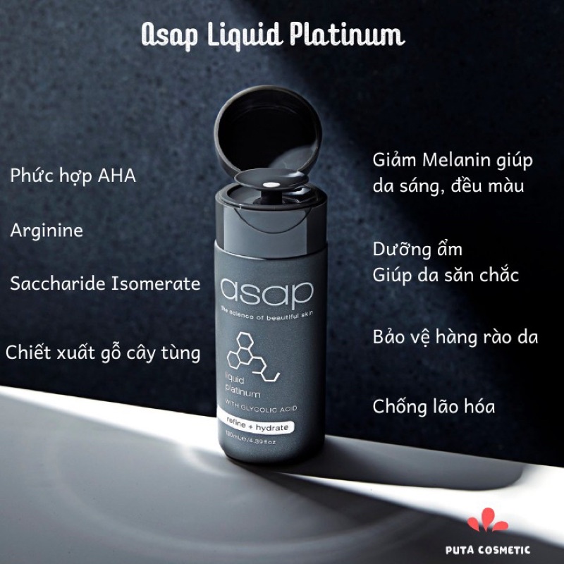 Nước Thần Asap Liquid Platinum Dưỡng Trắng Sáng Da Ngừa Lão Hóa, Tăng Sinh Collagen Tái Tạo Da