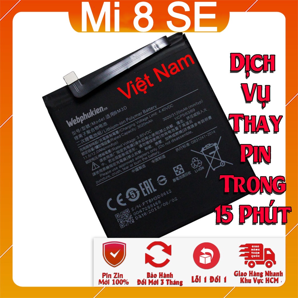 Pin Scud cho Xiaomi Mi8 SE/Mi 8 SE BM3D dung lượng 3120mAh