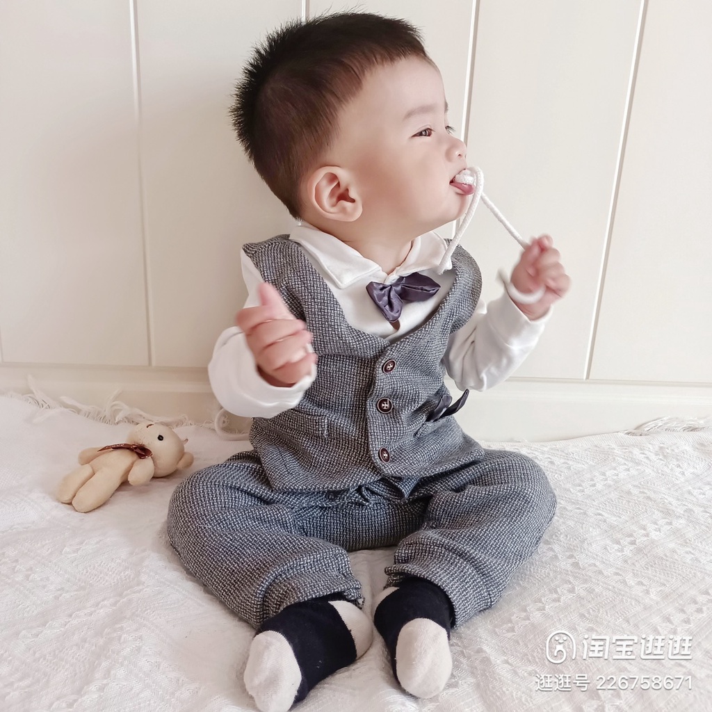 [Cao cấp Vlinder] Body công tử giả vest bodysuit liền thân bộ áo liền quần set bộ bé trai mặc đầy tháng, thôi nôi