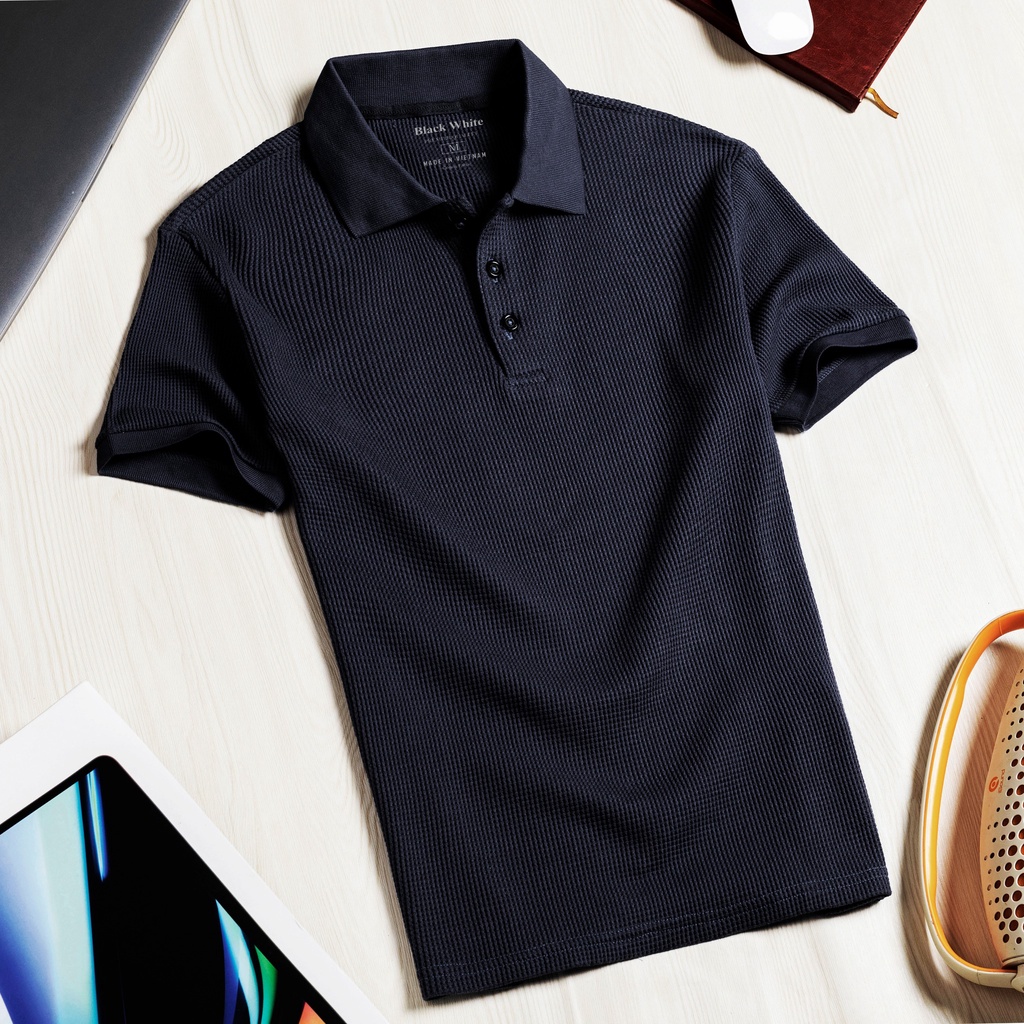 Áo thun POLO nam Polo Hiven xanh đen cổ bẻ chất liệu cotton&PE co giãn cao cấp chuẩn form - DeBlackWhit