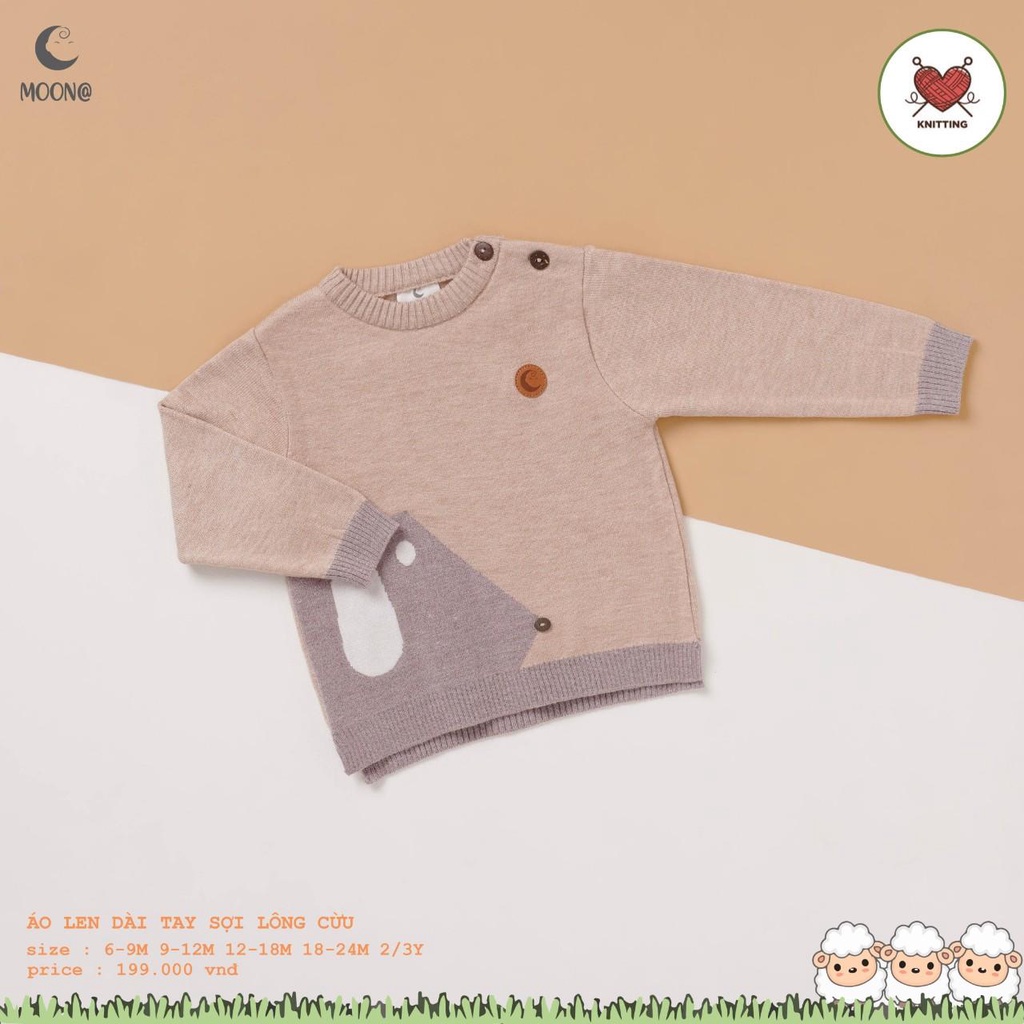MOON- Aó len Moon dài tay sợi lông cừu cho bé yêu