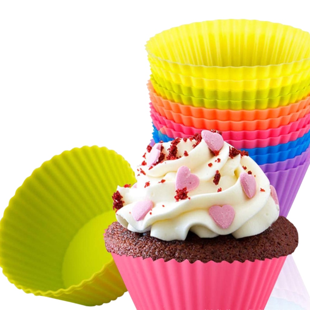 Set 6 khuôn làm bánh bông lan, cupcake muffin - bằng silicon