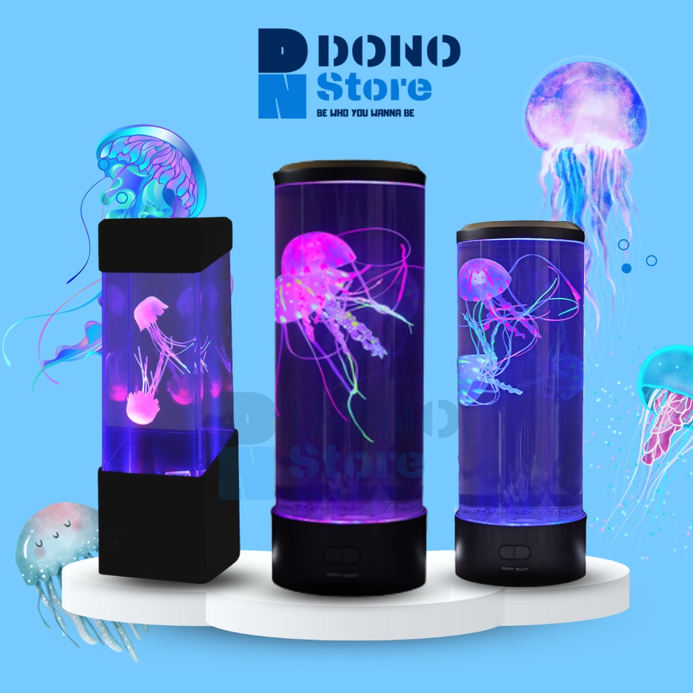 Đèn ngủ con sứa bơi lội chuyển động đổi màu mini