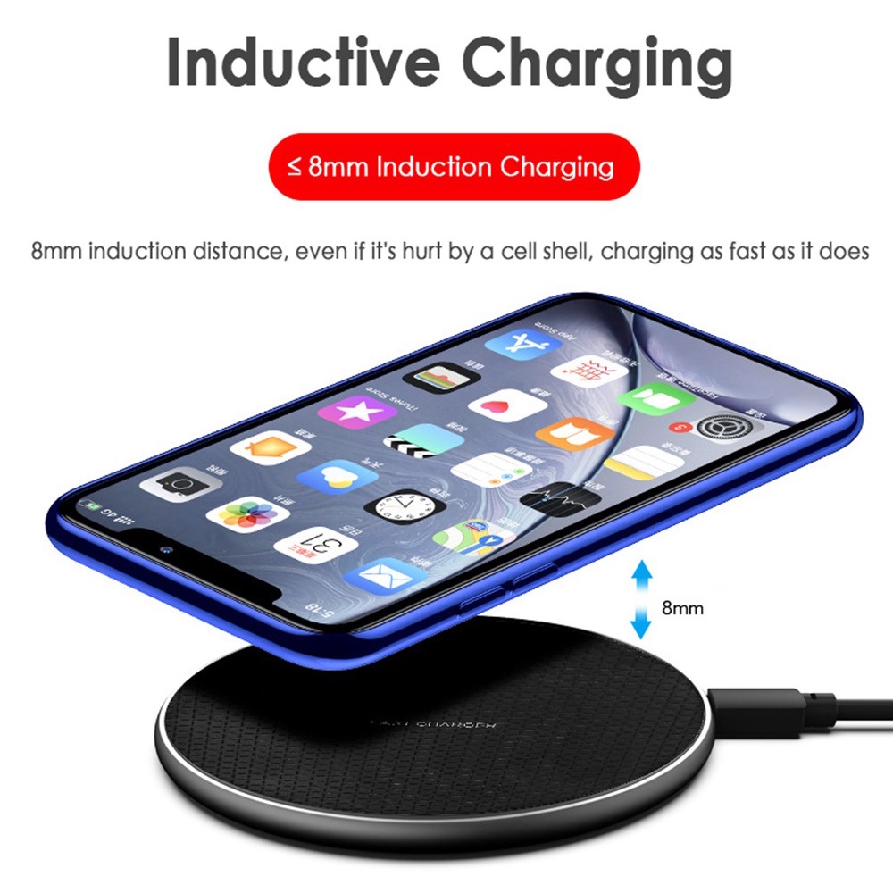 Đế Sạc Nhanh Không Dây 30w 10w Hình Tròn Bằng Hợp Kim Nhôm Siêu Mỏng Cho i-Phone Type C Android