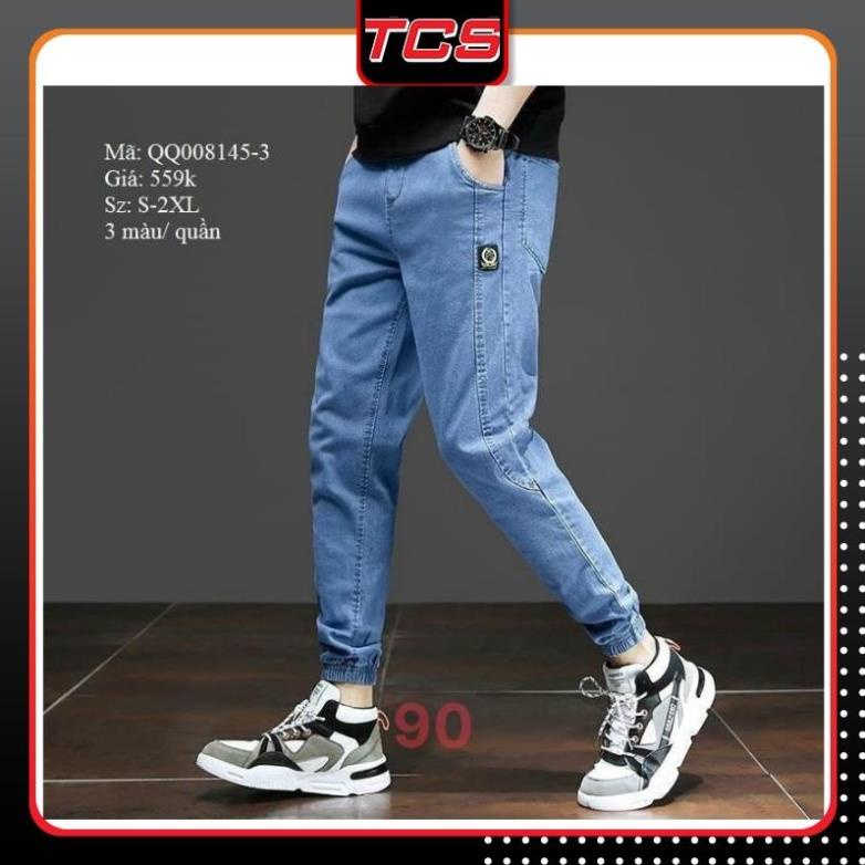 Quần jean nam chất bò màu xanh bo chun gấu cao cấp phong cách hàn quốc trẻ trung đẹp thời trang HOT TCS 90 ❕