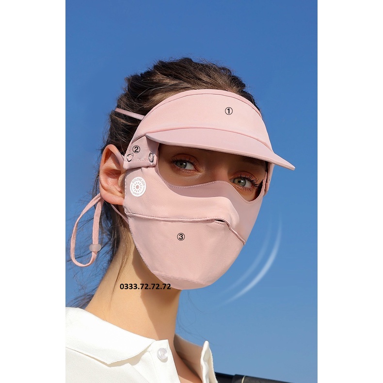 Khẩu trang toàn mặt, có mái che nắng làm mát UPF 35/50+ Ngăn Chặn 97% Tia UV, giặt được
