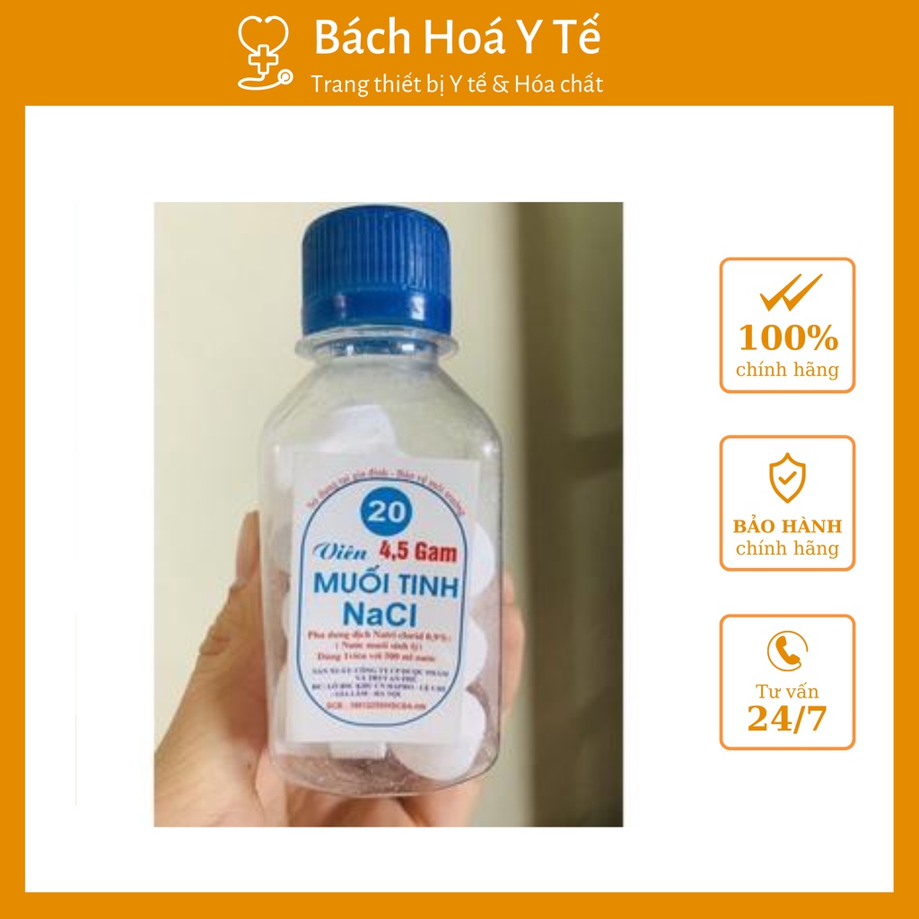 Viên muối tinh pha dung dịch muối sinh lý 0,9%, An Phú, Lọ 20 viên