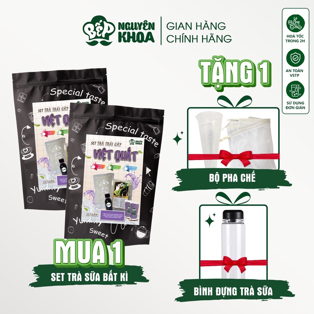 Set nguyên liệu pha trà việt quất tại nhà siêu ngon và hấp dẫn, thành phẩm 20 - 25 ly - BẾP NGUYÊN KHOA