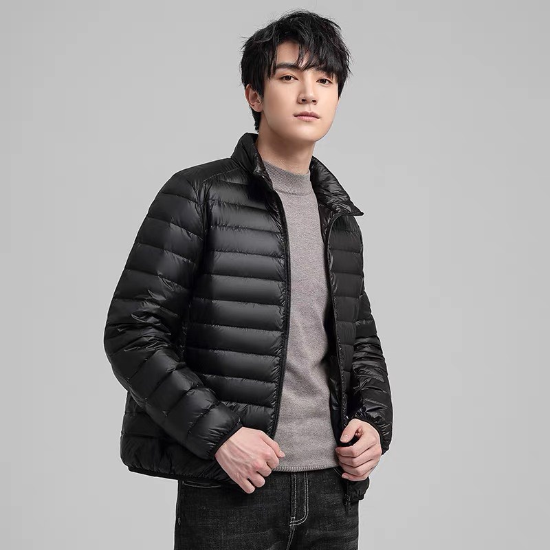 Áo khoác nam Áo phao lông vũ Jacket Nam cao cấp dáng Regular fit cổ trụ 3 phân bo cổ tay và gấu áo