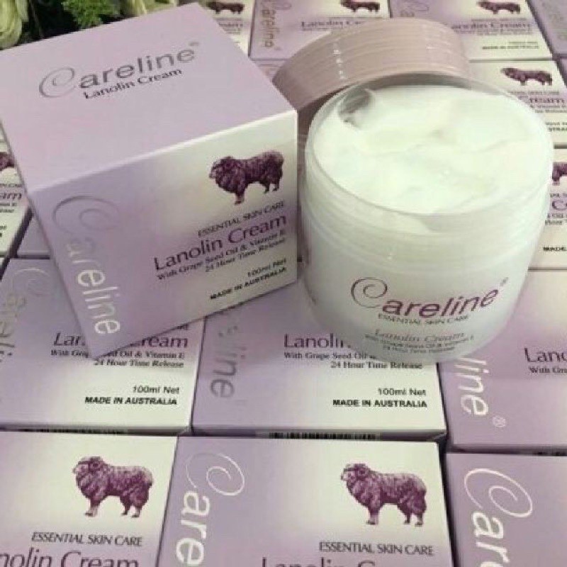 Kem dưỡng ẩm mỡ cừu (tím), nhau thai cừu (cam) Careline Lanolin/Placenta Cream, Úc (100g) cho mọi lứa tuổi