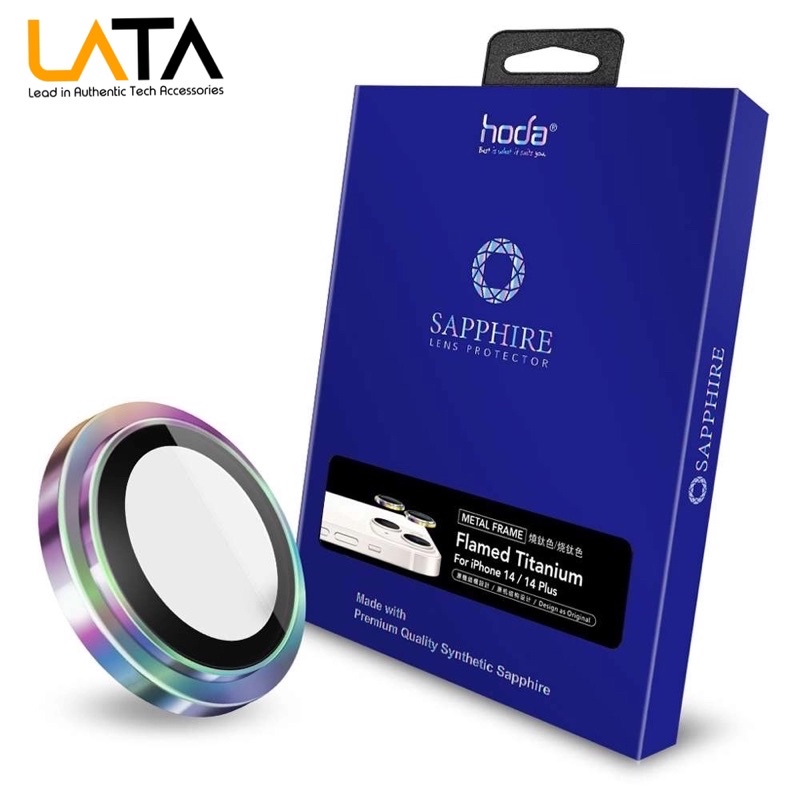 Miếng dán bảo vệ camera HODA Sapphire cho iPhone 14 Plus và 14 - có khung trợ dán