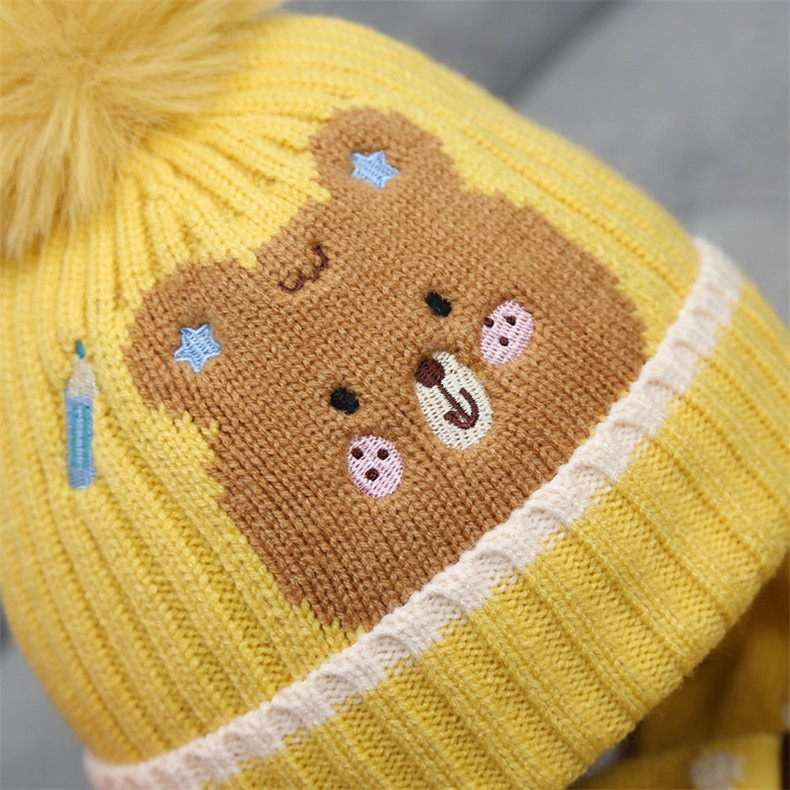 Set Mũ Len + Khăn Choàng Cổ Giữ Ấm Mùa Thu Đông Cho Bé Trai, Bé Gái