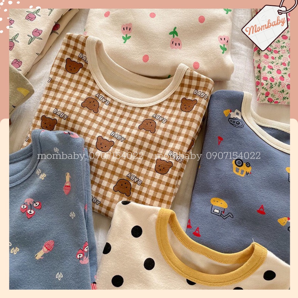 Bộ Dài Tay Hoạ Tiết Thun Cotton Co Dãn Cho Bé 8-28kg Thích Hợp Mặc Thu Đông