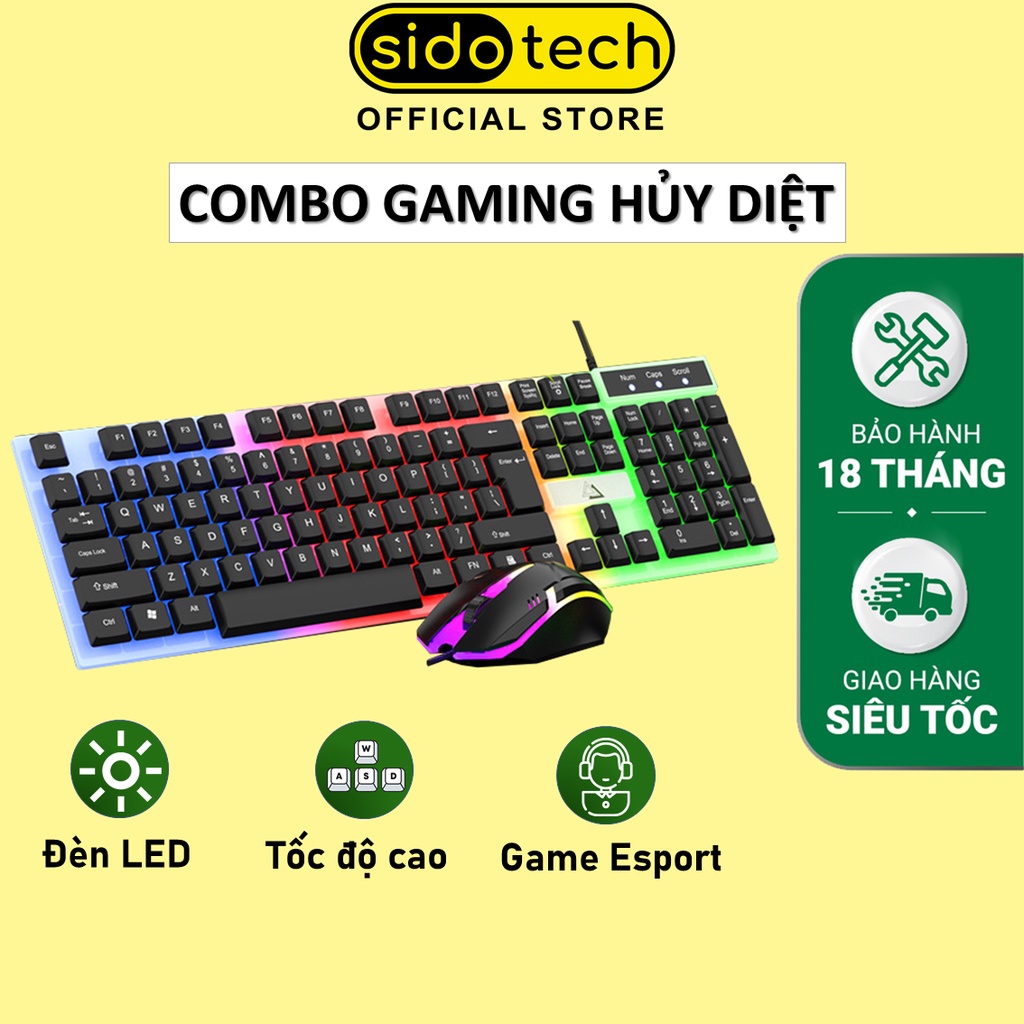 Bàn phím máy tính có dây gaming SIDOTECH V4 giả cơ chống nước led rgb chơi game làm việc văn phòng cho PC laptop