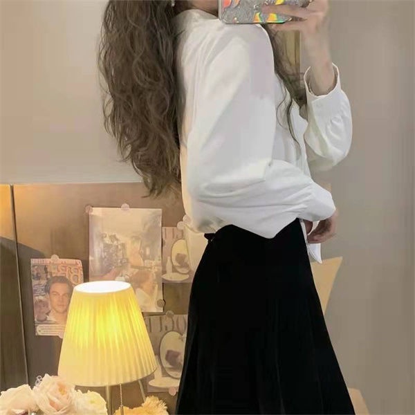 Áo Sơ Mi Thắt Nơ Dài Tay Phong Cách Phương Tây Thiết Kế Mới 2022 Dành Cho Nữ