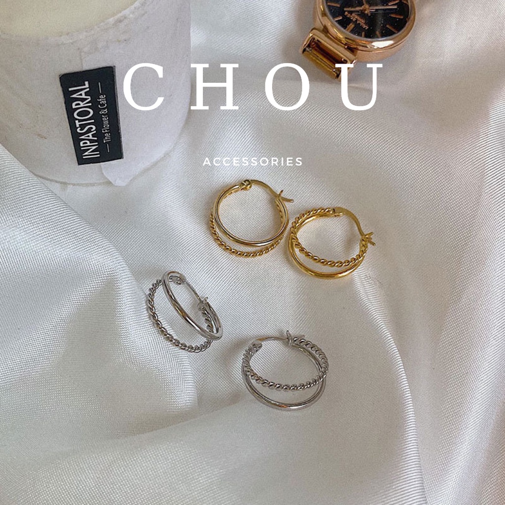 Bông Tai Khuyên Tròn 2 Lớp | CHOU ACCESSORIES |