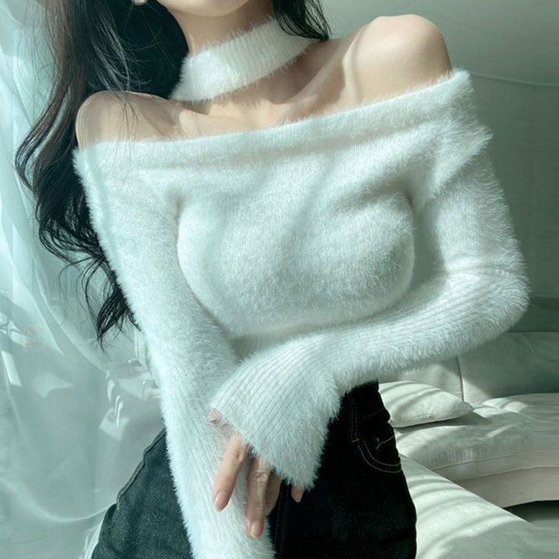 Áo kiểu COZOKC tay dài trễ vai dáng suông trẻ trung quyến rũ dành cho nữ