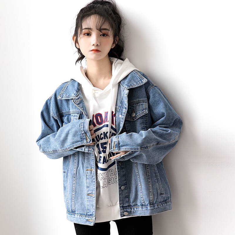 Áo khoác jean nữ form rộng cao cấp hàn quốc unisex đầy phong cách Tulibs