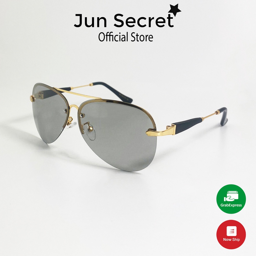 Kính mát nam cao cấp Jun Secret tròng đổi màu nhẹ khi đi ra nắng, tròng Polaroid chống tia UV JS70A43DM