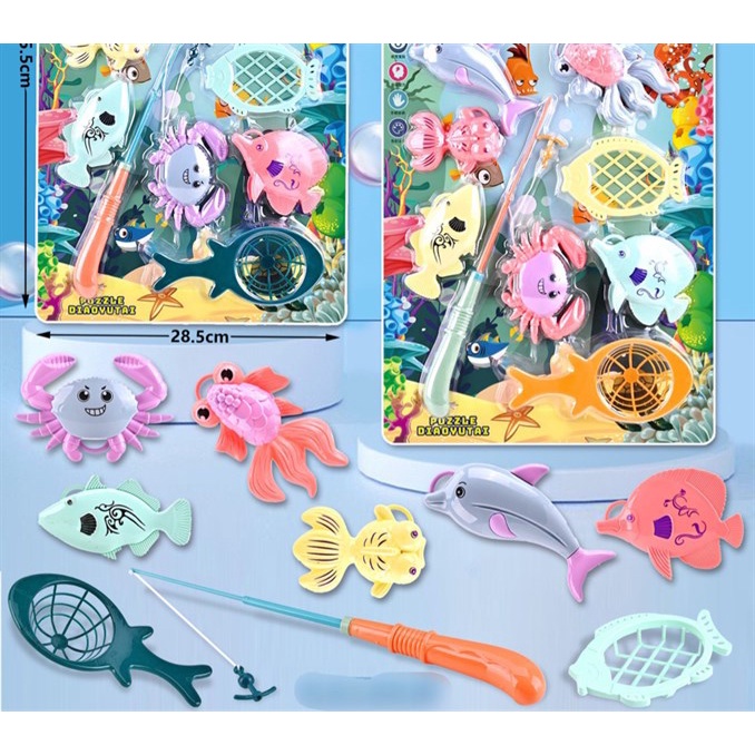 Vỉ đồ chơi câu cá kèm cua màu pastel 165