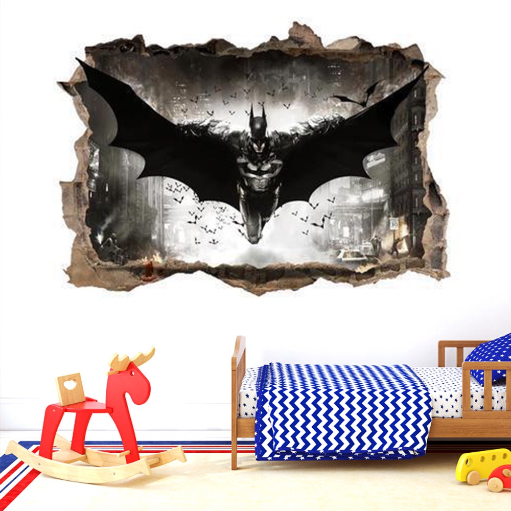 Decal 3D Người Dơi, Tranh Dán Tường Người Dơi Batman Siêu Anh Hùng DC