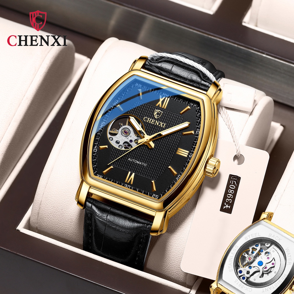 Đồng Hồ Cơ Chenxi 8815A Mặt Vuông Rỗng Chống Nước Cao Cấp Thời Trang Cho Nam