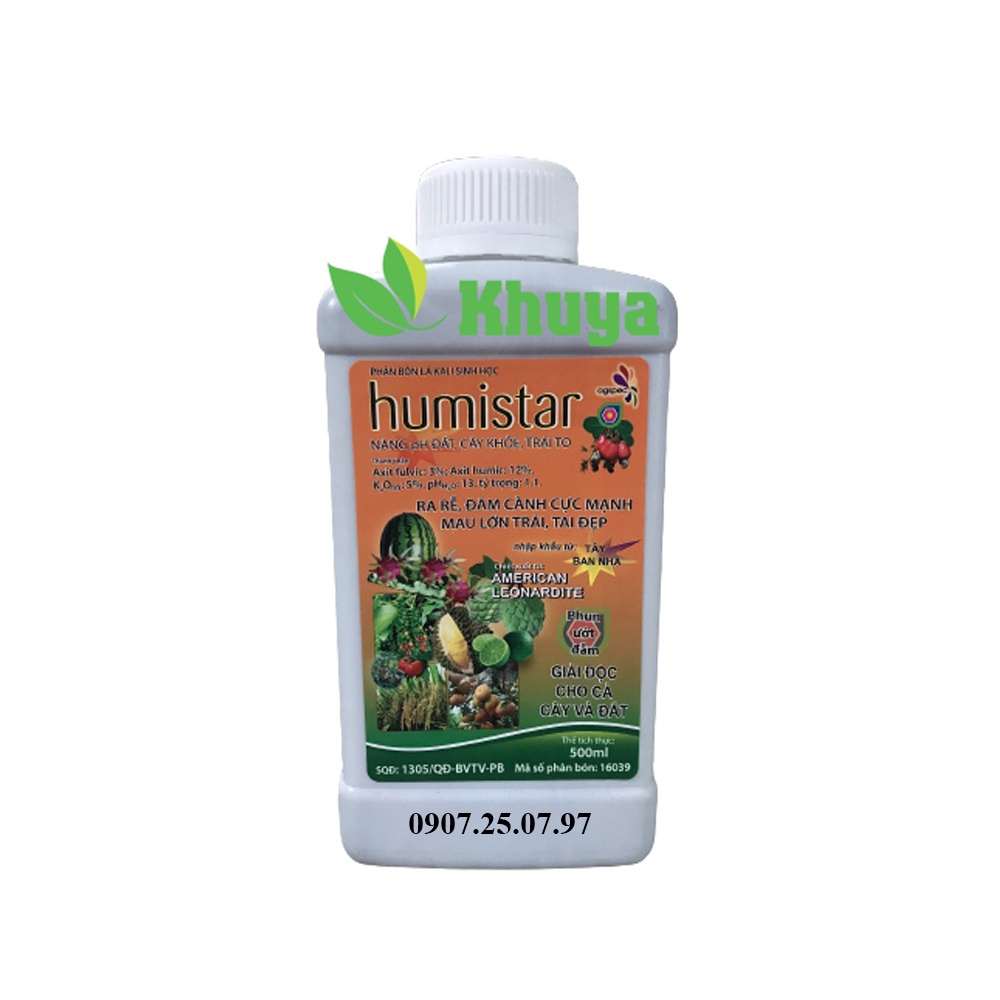 Phân bón lá Kali Sinh Học Humistar 500ml Tây Ban Nha - Năng pH Đất - Cây Khỏe - Ra Rễ