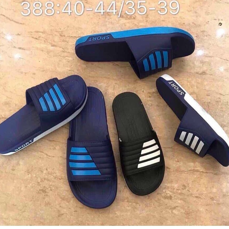 Dép Quai Ngang Nam Nữ, Dép Nhựa Nam Đúc Nguyên Khối Sport Kẻ Sọc Tăng 2 Size MS388