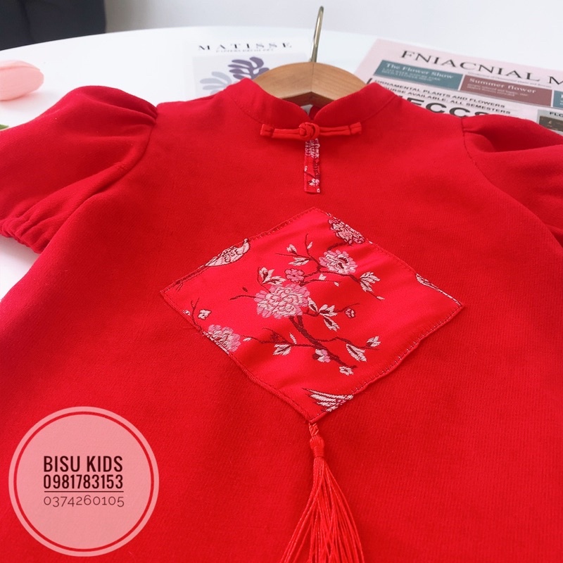 Áo dài bé gái,Áo dài cách tân cho bé gái mới nhất 2023 chất liệu cao cấp size 8-32kg