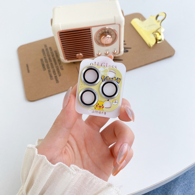 Miếng Dán Mạ Điện Họa Tiết Phi Hành Gia Hoạt Hình Bảo Vệ Ống Kính Máy Ảnh Cho iPhone 14 13 12 Pro Max Mini 11 Pro Max Plus Sự Bả