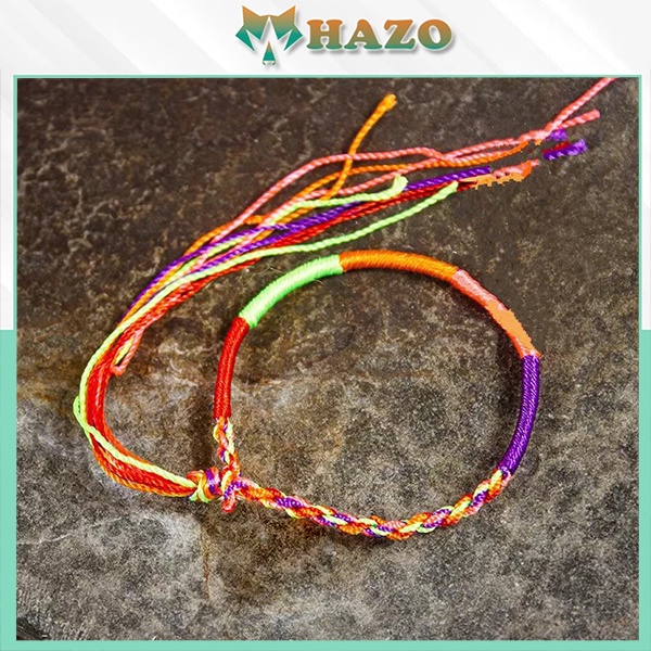 Vòng Tay Dây Pha Màu Chén Vàng May Mắn Phong Thủy Handmade 150 Dễ Thương - Hazo