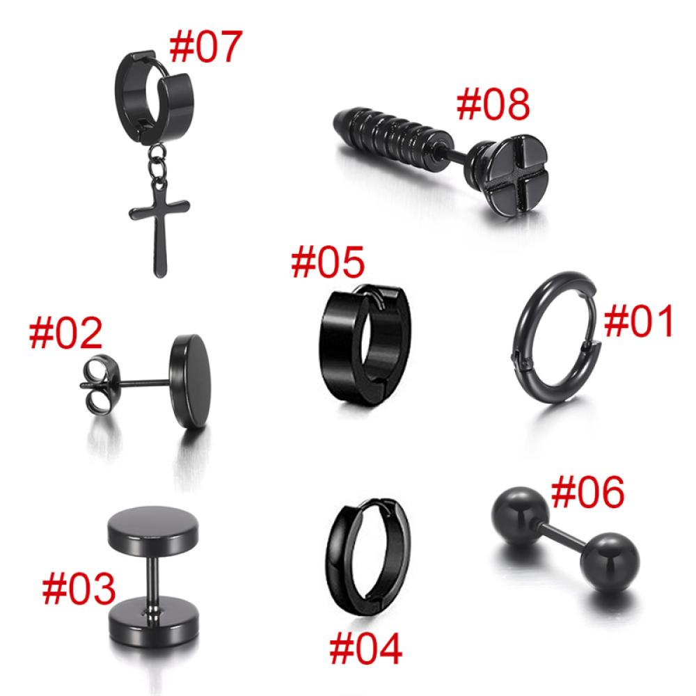 Bông Tai N4T9 Bằng Thép Không Gỉ Màu Đen Đơn Giản Sáng Tạo