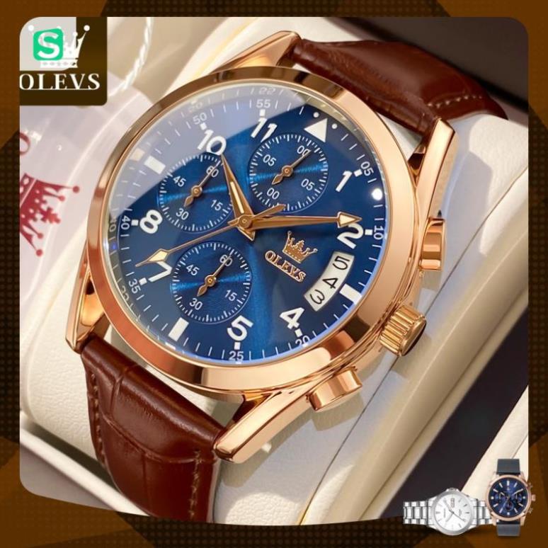Đồng hồ nam chính hãng OLEVS 2878 dây da bò Chống thấm nước sâu hiệu ứng phát sáng
