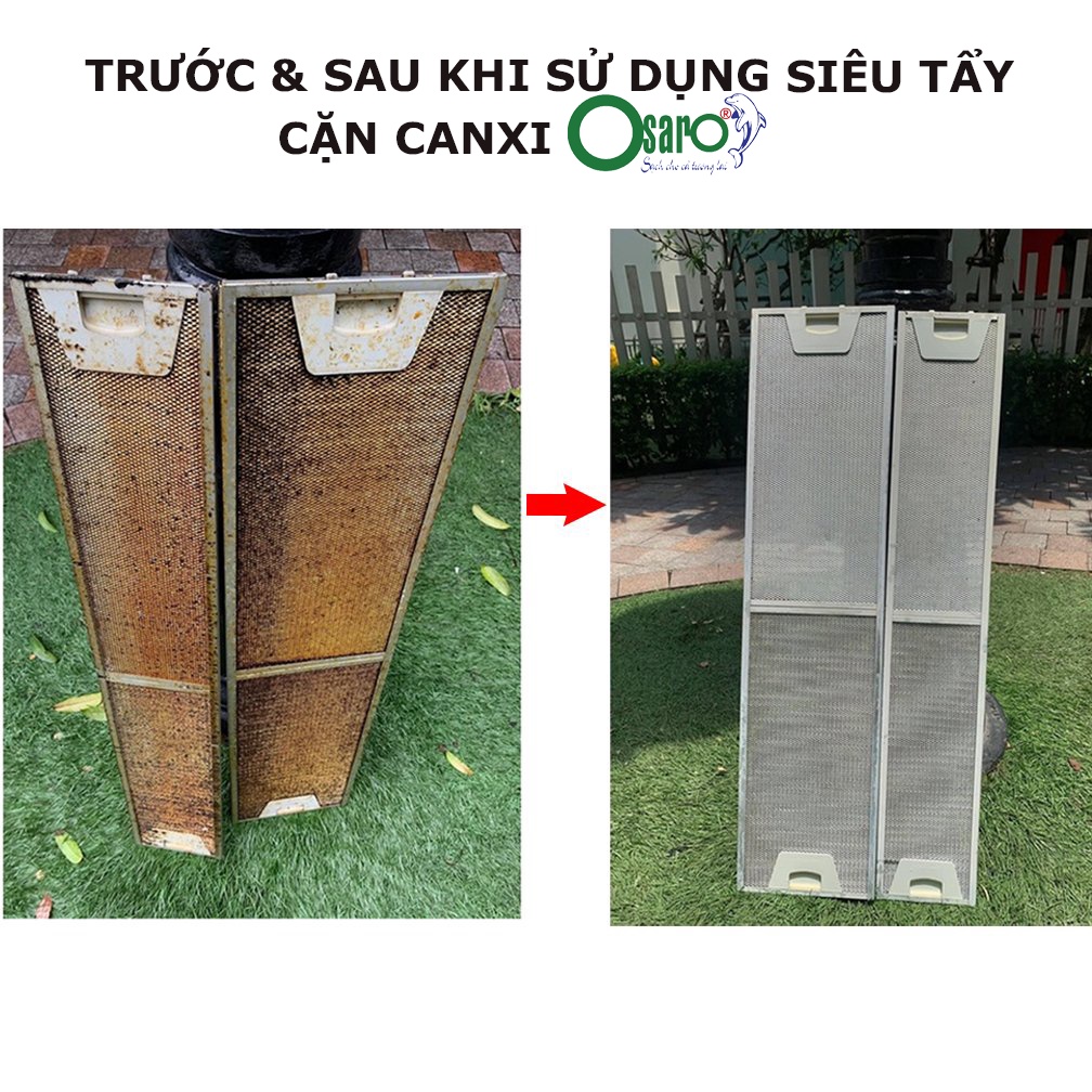 Combo Tẩy cặn canxi nhà tắm + Tẩy dầu mỡ nhà bếp Osaro tiết kiệm an toàn tiện lợi