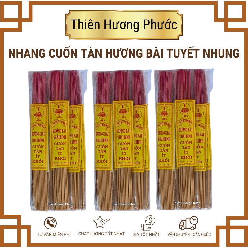 Nhang cuốn tàn hương bài Tuyết Nhung gói 10 thẻ 240cay