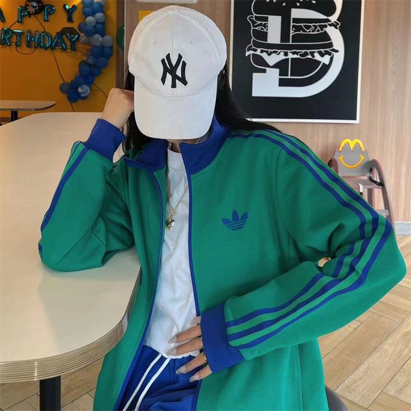 Áo Khoác Gió Adidas Màu Trơn Phối Khóa Kéo Thời Trang Cho Cặp Đôi