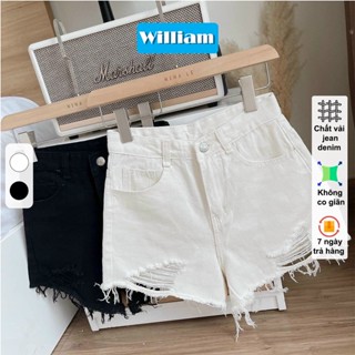   Có size đại  Quần short jean nữ rách trắng phối đồ cực sang form ôm hack dáng William - AT199 