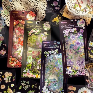 💐🌷🌹 4 Tấm sticker chủ đề Hoa Lá in nổi viền lấp lánh 💐🌷🌹