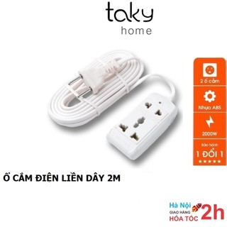 Ổ Cắm 2 Lỗ 2 Chạc Và 3 Chạc , Ổ Cắm Điện Thông Minh Dây Nối Dài 2m, An Toàn,Tiện Dụng Trong Gia Đình. TakyHome 8608